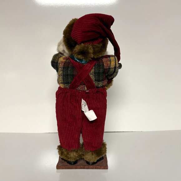 Woodworking Santa Claus Figurine with Carved Bear Tools and Table Vintage 17" - Picture 4 of 9